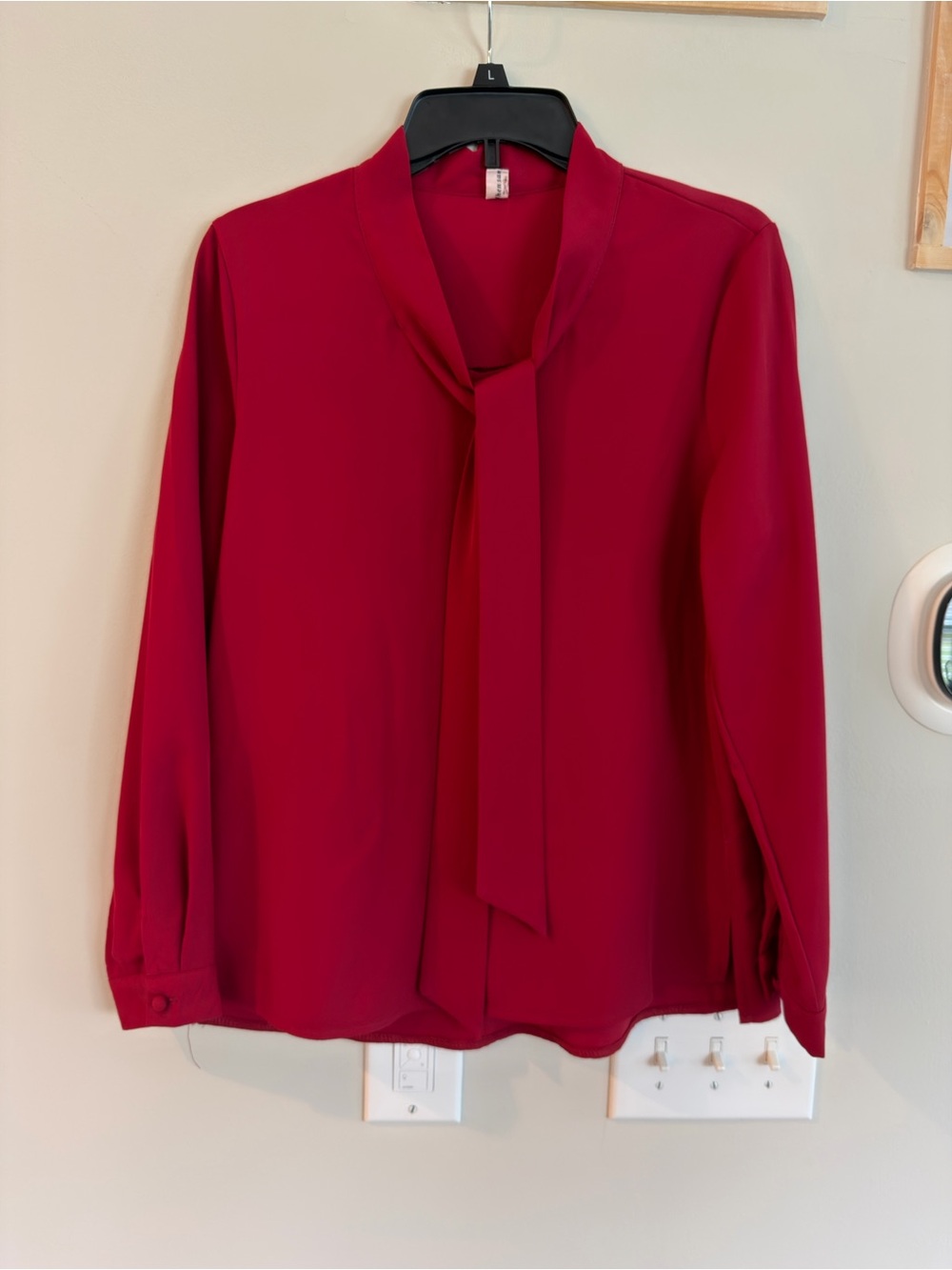 Women’s Red Tie-Neck Blouse